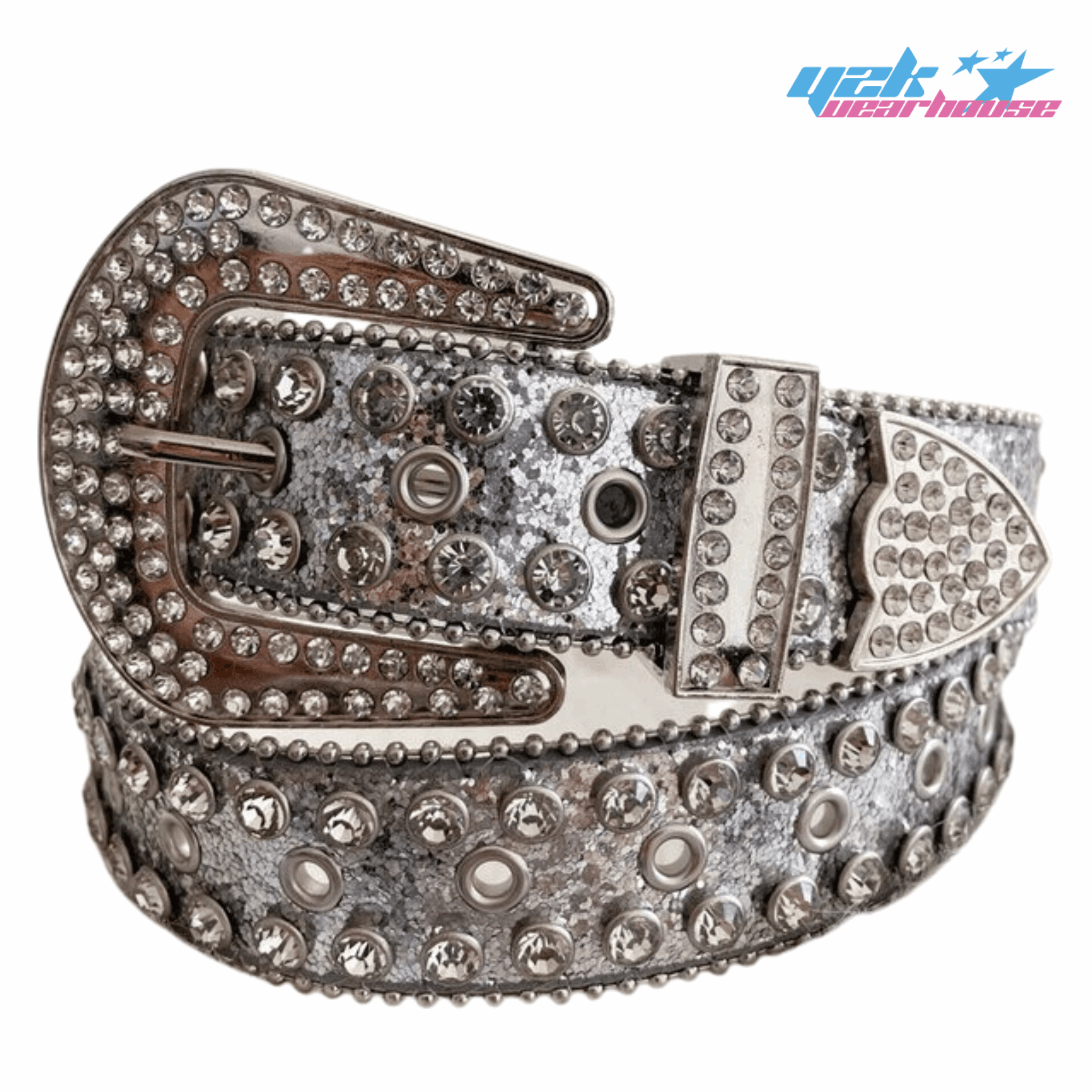 Ceinture Strass Argent Y2K