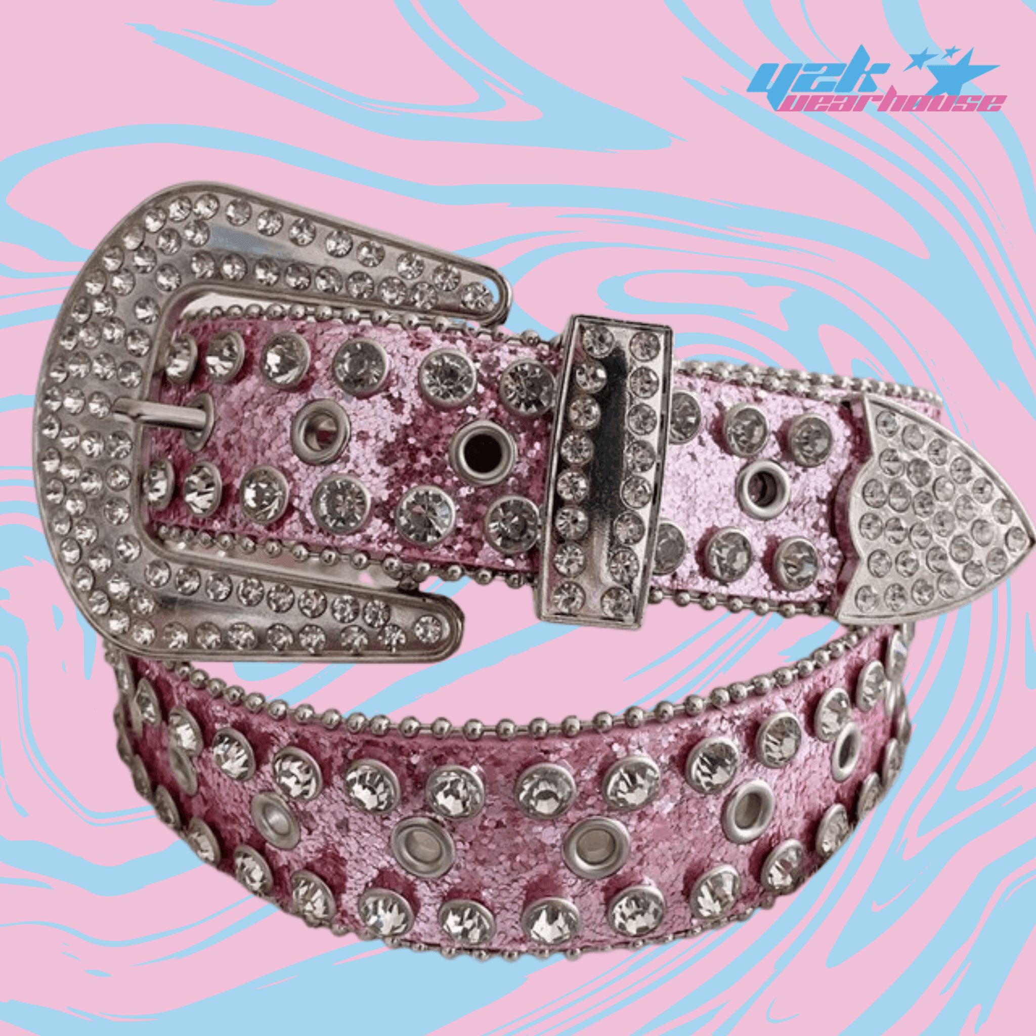 Ceinture Strass Rose Y2K