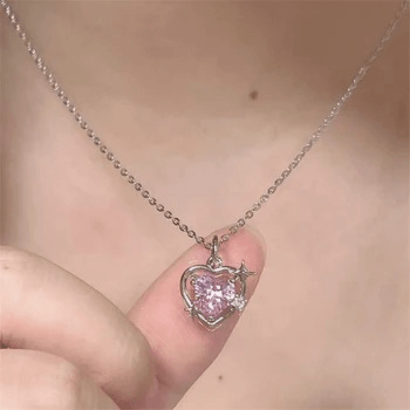 Collier Coeur Rose