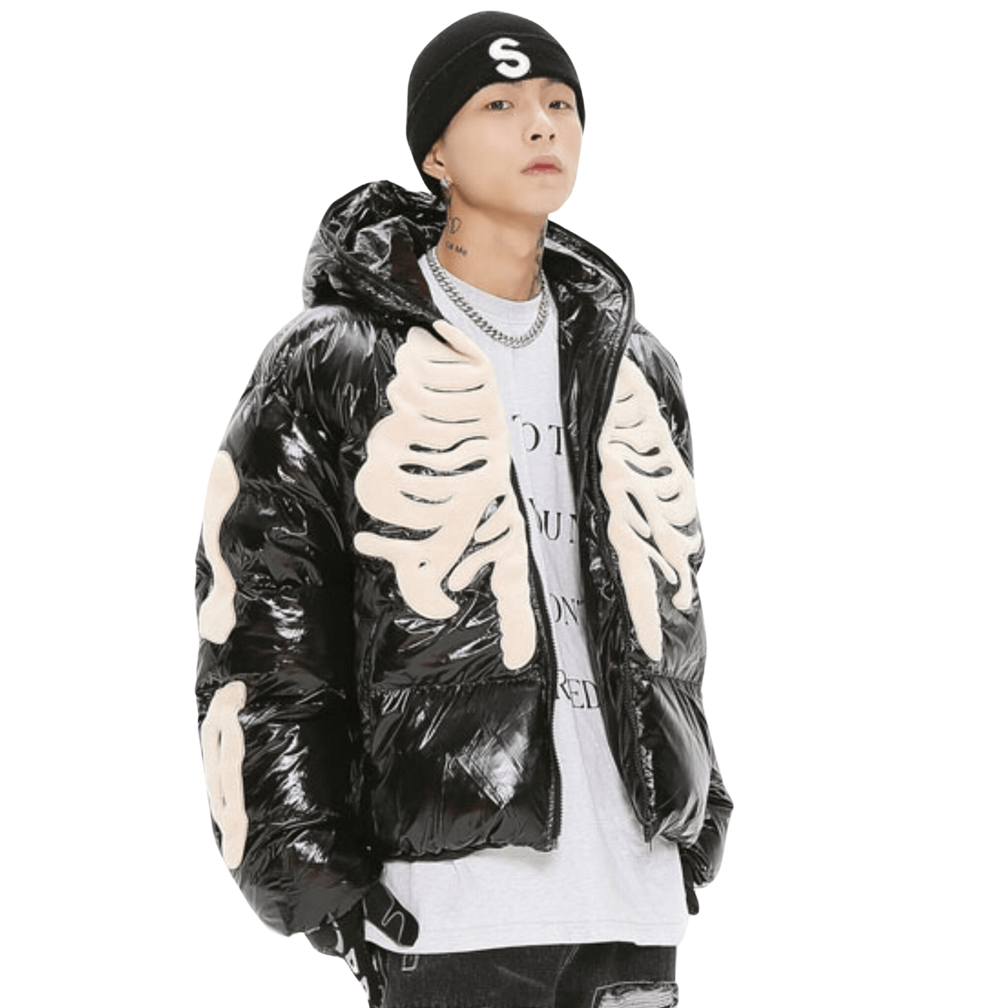 Chaqueta de plumón de invierno Y2K Skeleton