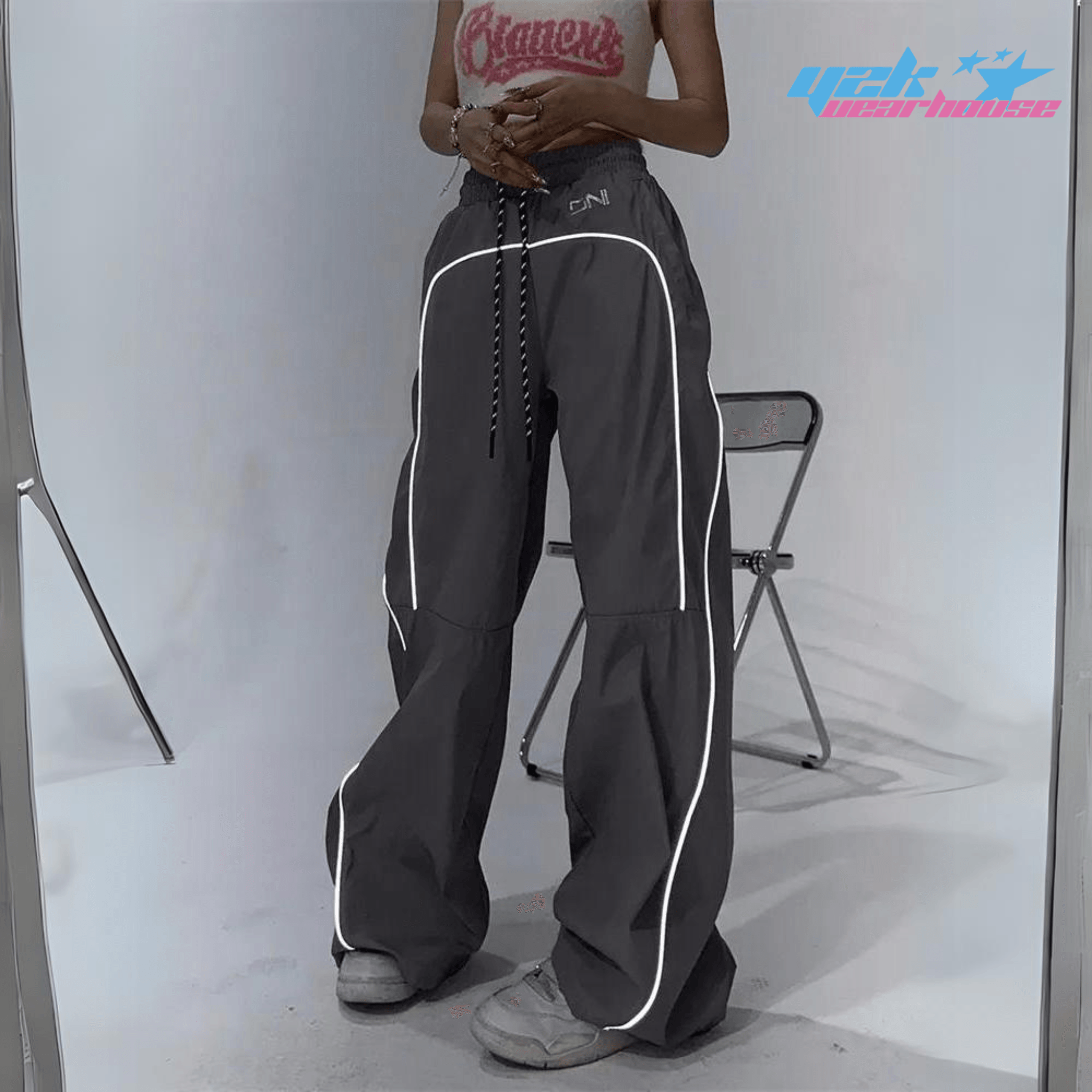 Pantaloni da jogging larghi Y2K grigi