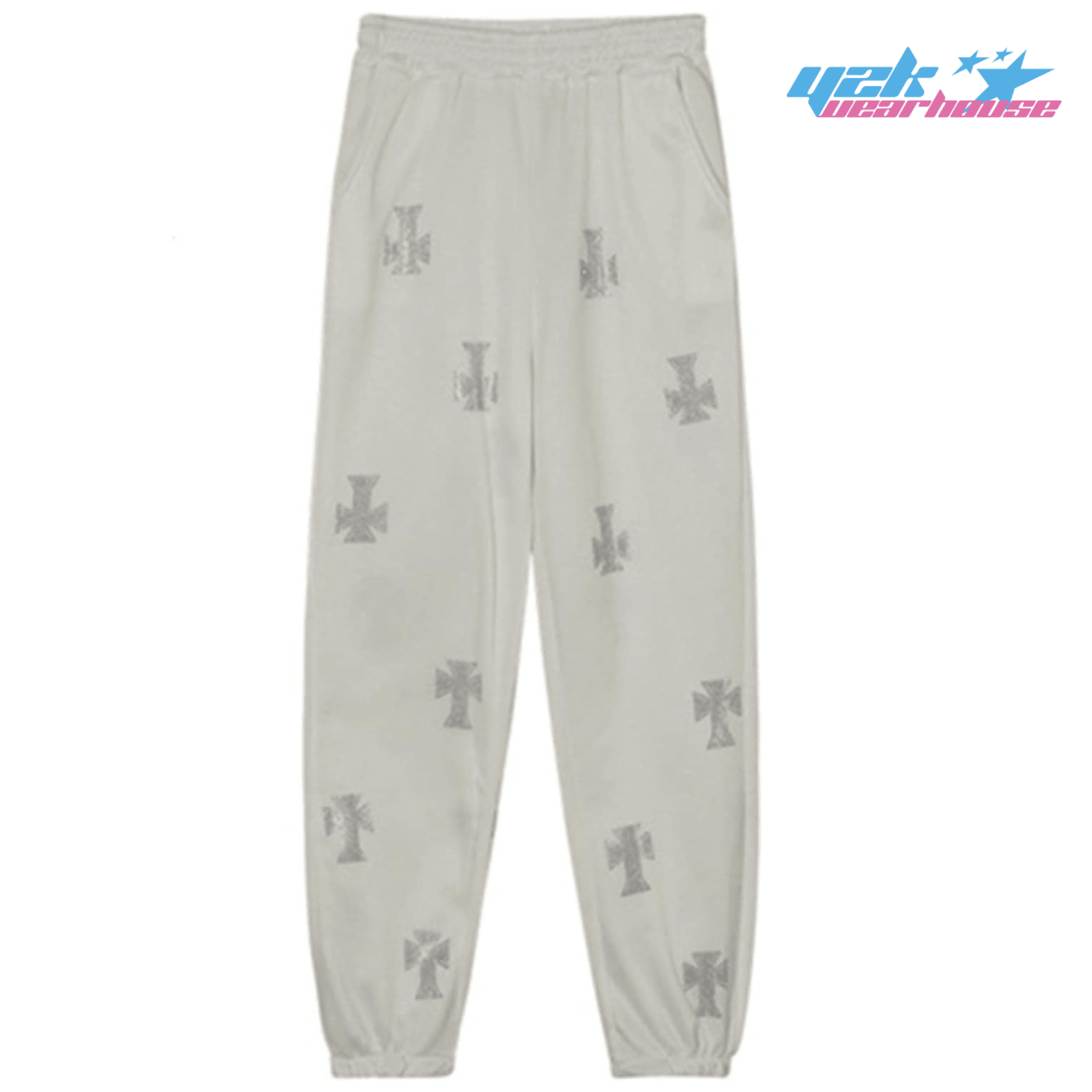 Joggers cruzados brancos Y2K