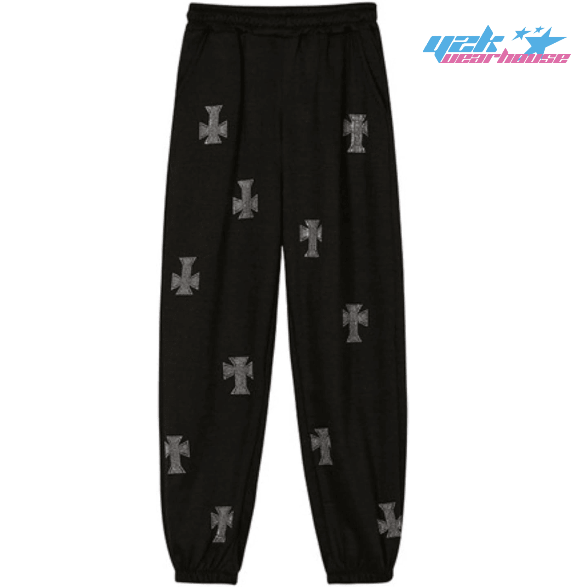 Pantaloni da jogging con croce nera Y2K