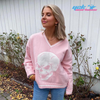 Suéter de punto rosa con calavera Y2K