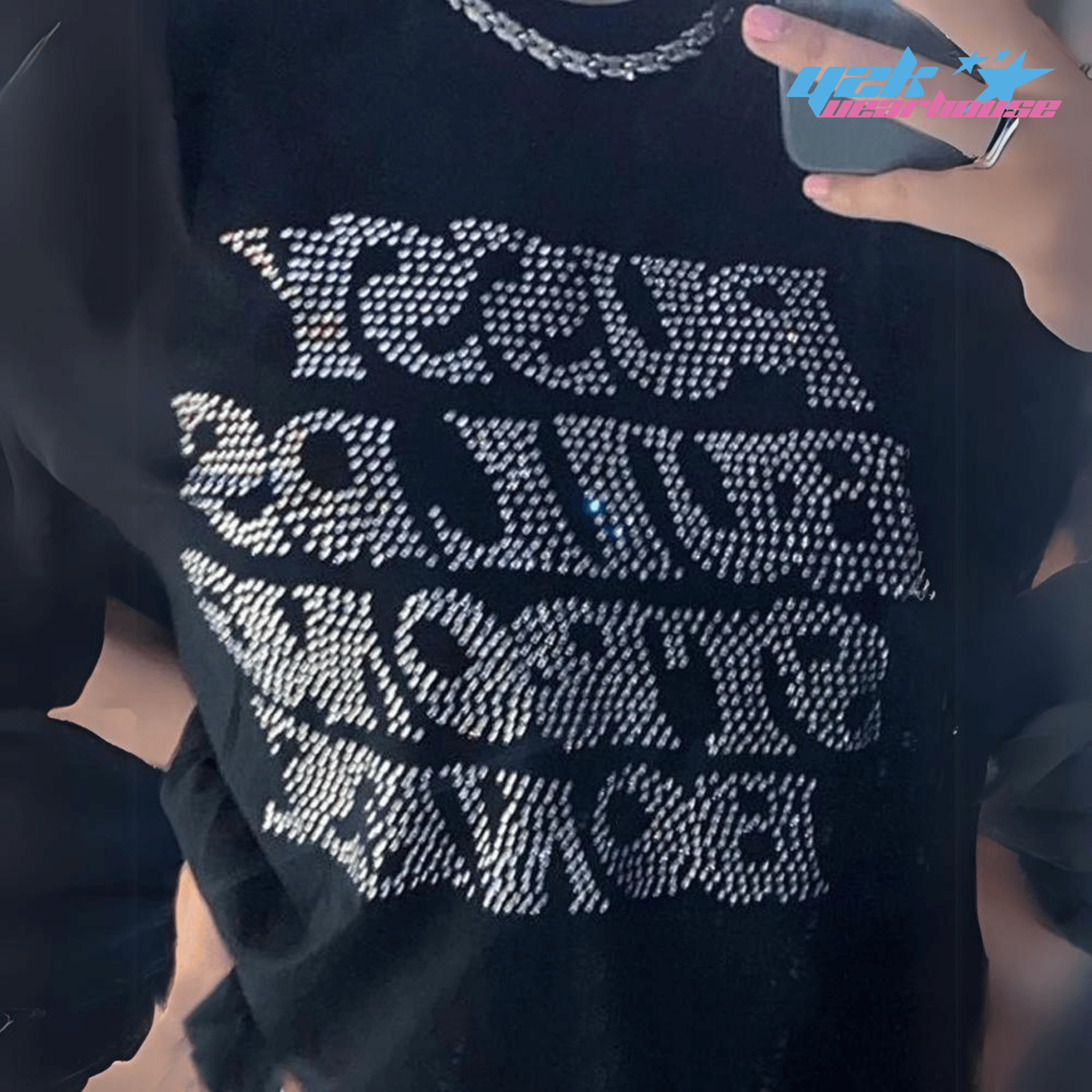 Camiseta con diamantes de imitación