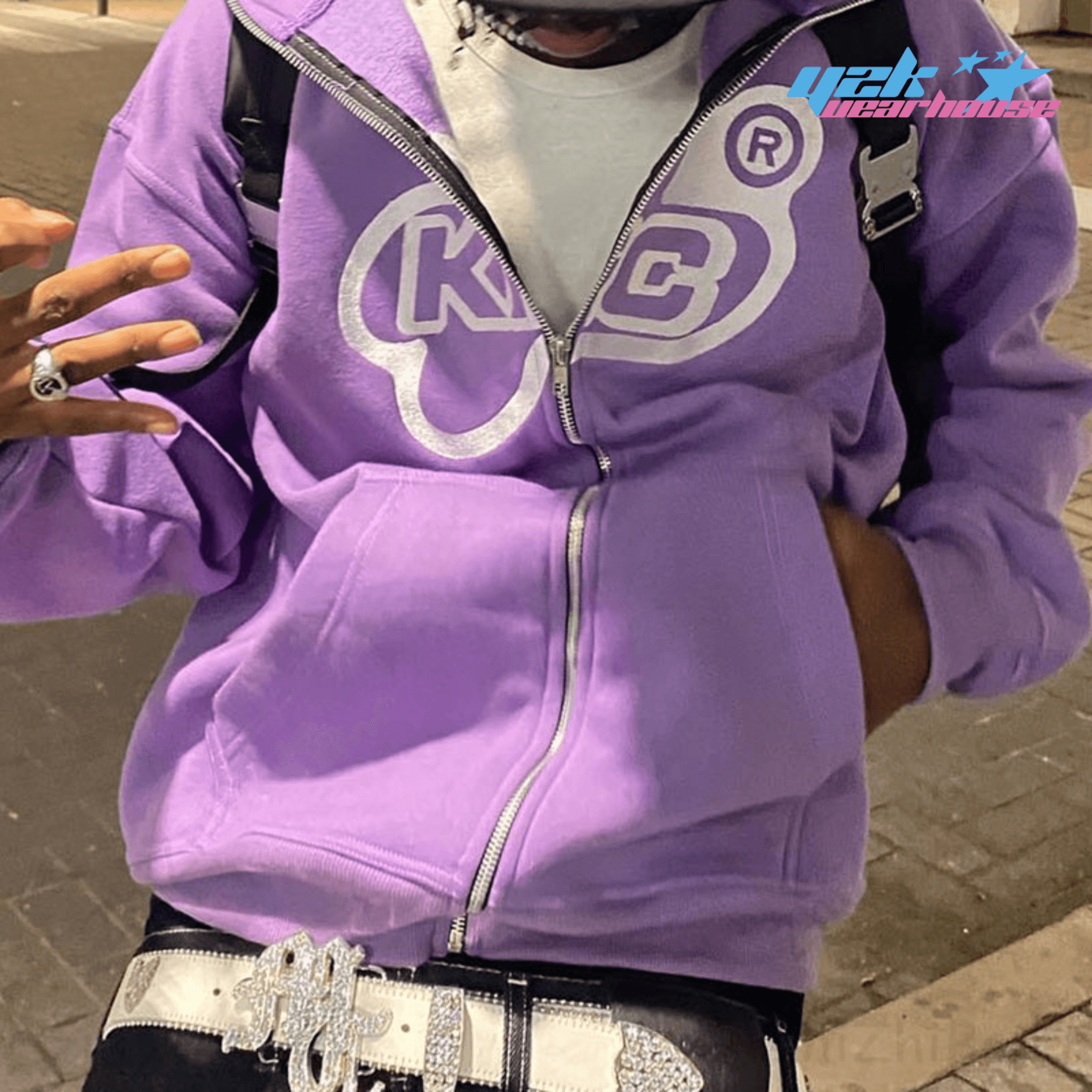 Full Zip KIC Violett Y2K